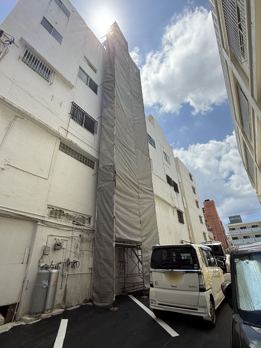 部分足場の施工写真